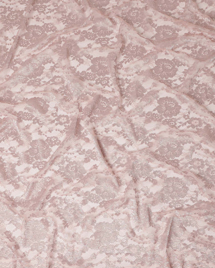 Blush Pink Floral Sheer Designer Synthetic Lace Fabric Elegant Soft Floral Lace Pattern Fabric 110 Cms Width Indonesia Origin-D28530