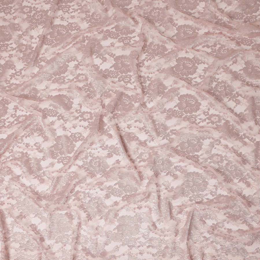 Blush Pink Floral Sheer Designer Synthetic Lace Fabric Elegant Soft Floral Lace Pattern Fabric 110 Cms Width Indonesia Origin-D28530
