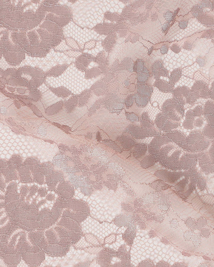 Blush Pink Floral Sheer Designer Synthetic Lace Fabric Elegant Soft Floral Lace Pattern Fabric 110 Cms Width Indonesia Origin-D28530
