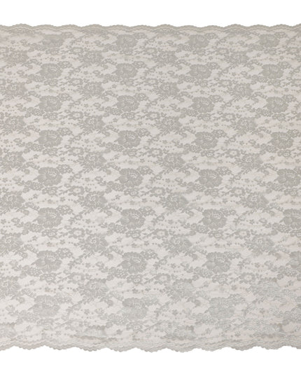 Ivory White Floral Sheer Designer Synthetic Lace Fabric Elegant Soft Floral Lace Pattern Fabric 110 Cms Width Indonesia Origin-D28532