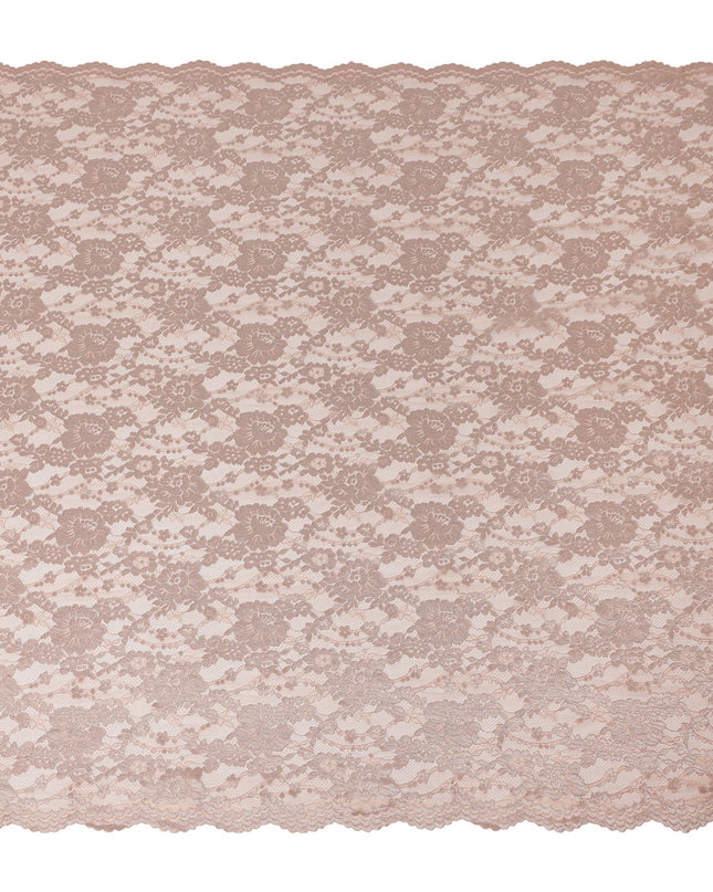 Peach Pink Floral Sheer Designer Synthetic Lace Fabric Elegant Soft Floral Lace Pattern Fabric 110 Cms Width Indonesia Origin-D28533