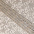 Beige Floral Sheer Designer Synthetic Lace Fabric Elegant Corded Lace Pattern Soft Bridal Lace Material 110 Cms Width Indonesia Origin-D28527