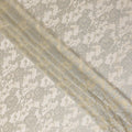 Ivory Cream Floral Corded Pattern Sheer Synthetic Lace Fabric Elegant Designer Lace Fabric 110 Cms Width Indonesia Origin-D28526