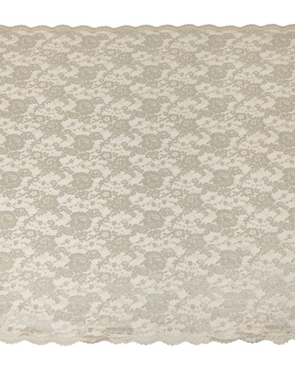 Ivory Cream Floral Corded Pattern Sheer Synthetic Lace Fabric Elegant Designer Lace Fabric 110 Cms Width Indonesia Origin-D28526