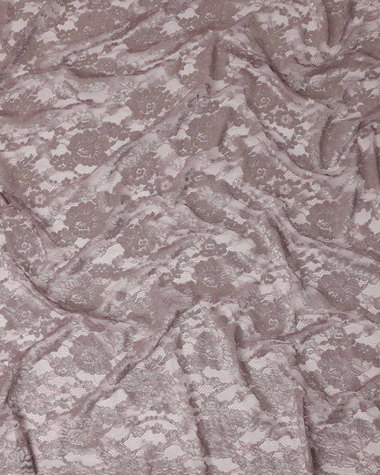 Dusty Rose Floral Sheer Designer Synthetic Lace Fabric Elegant Soft Floral Lace Pattern Fabric 110 Cms Width Indonesia Origin-D28531
