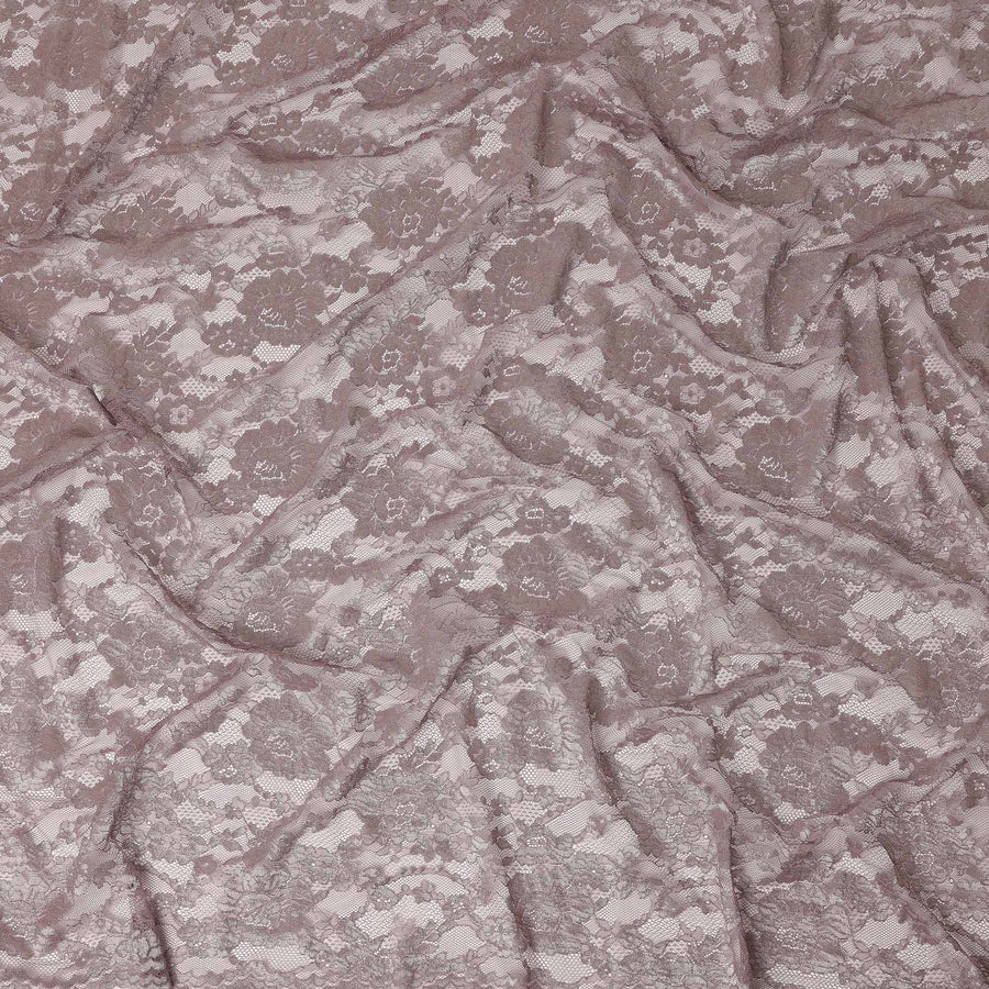 Dusty Rose Floral Sheer Designer Synthetic Lace Fabric Elegant Soft Floral Lace Pattern Fabric 110 Cms Width Indonesia Origin-D28531