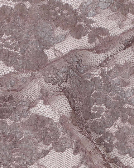 Dusty Rose Floral Sheer Designer Synthetic Lace Fabric Elegant Soft Floral Lace Pattern Fabric 110 Cms Width Indonesia Origin-D28531