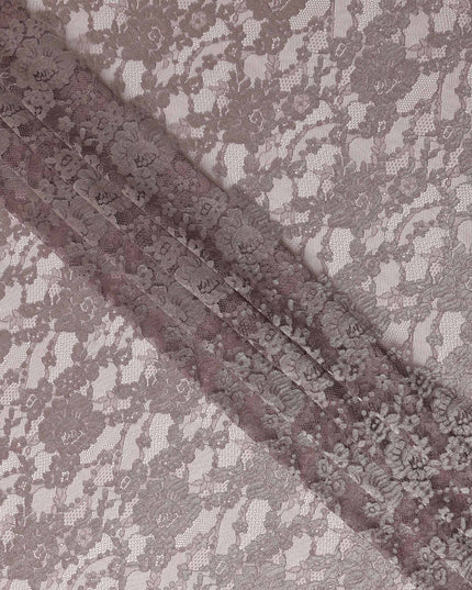 Dusty Rose Floral Sheer Designer Synthetic Lace Fabric Elegant Soft Floral Lace Pattern Fabric 110 Cms Width Indonesia Origin-D28531