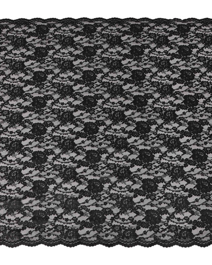 Black Floral Designer Synthetic Lace Fabric Elegant Sheer Floral Pattern Soft Lace Material 110 Cms Width Indonesia Origin-D28539