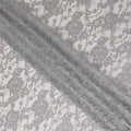 Silver Grey Floral Sheer Designer Synthetic Lace Fabric Elegant Soft Lace Pattern Fabric 110 Cms Width Indonesia Origin-D28529