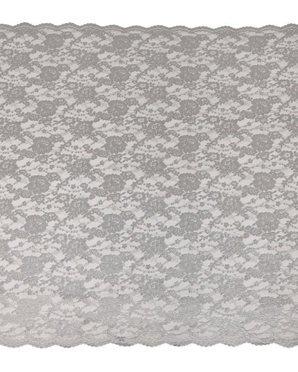 Silver Grey Floral Sheer Designer Synthetic Lace Fabric Elegant Soft Lace Pattern Fabric 110 Cms Width Indonesia Origin-D28529