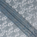 Dusty Blue Floral Corded Pattern Sheer Synthetic Lace Fabric Elegant Designer Lace Fabric 110 Cms Width Indonesia Origin-D28525