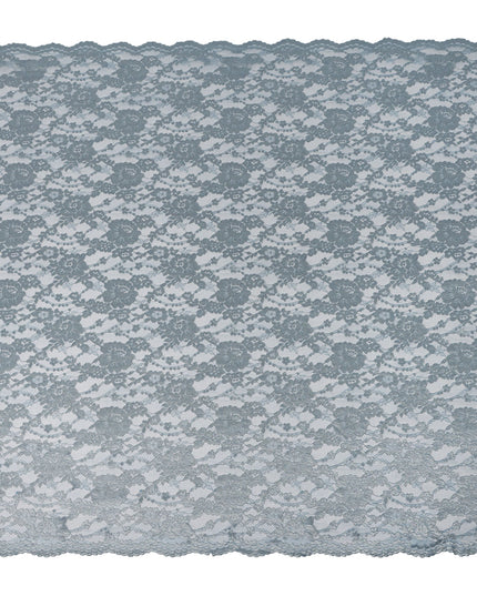 Dusty Blue Floral Corded Pattern Sheer Synthetic Lace Fabric Elegant Designer Lace Fabric 110 Cms Width Indonesia Origin-D28525