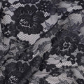 Black Floral Designer Synthetic Lace Fabric Elegant Sheer Floral Pattern Soft Mesh Lace Material 110 Cms Width Indonesia Origin-D28540
