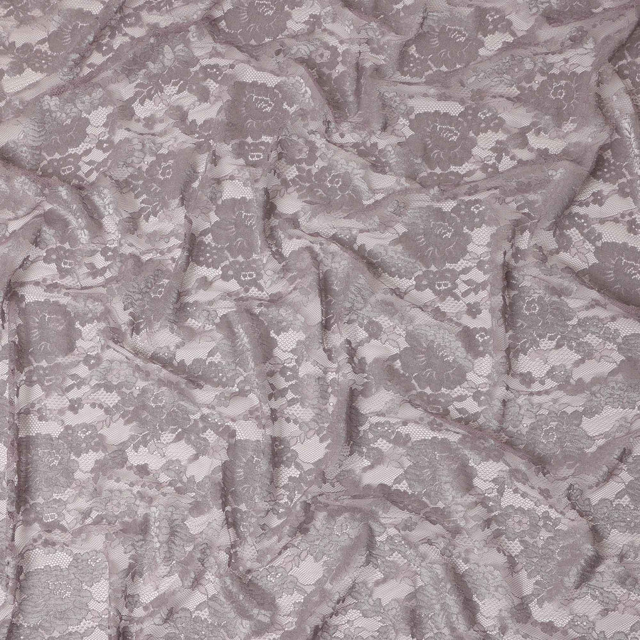 Mauve Taupe Floral Sheer Designer Synthetic Lace Fabric Elegant Soft Floral Lace Pattern Fabric 110 Cms Width Indonesia Origin-D28535