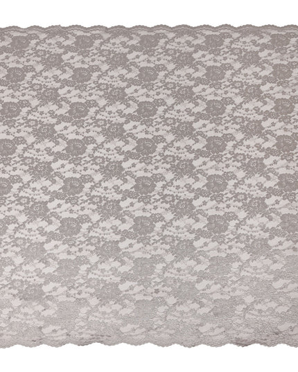 Taupe Grey Floral Sheer Designer Synthetic Lace Fabric Elegant Soft Floral Lace Pattern Fabric 110 Cms Width Indonesia Origin-D28534