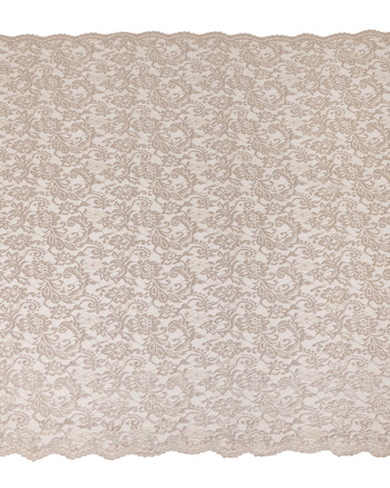 Champagne Beige Floral Scroll Pattern Sheer Synthetic Lace Fabric Elegant Designer Lace Material 110 Cms Width Indonesia Origin-D28528