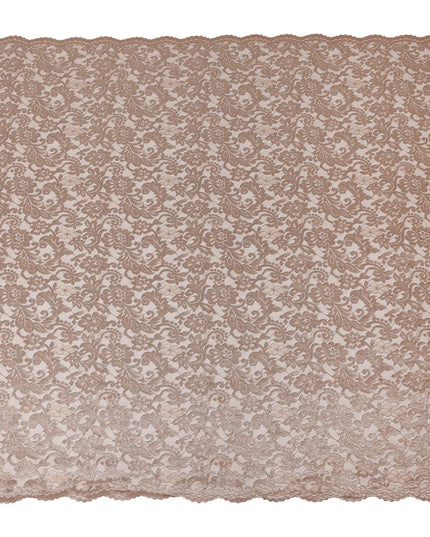 Taupe Floral Designer Synthetic Lace Fabric Elegant Sheer Floral Pattern Soft Lace Material 110 Cms Width Indonesia Origin-D28537