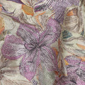 Lavender Multicolor Hand Drawn Floral Sketch Print Synthetic Crepe Fabric, 110 Cms Width, Made in India-D28307