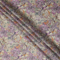 Lavender Multicolor Hand Drawn Floral Sketch Print Synthetic Crepe Fabric, 110 Cms Width, Made in India-D28307
