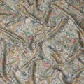 Cream Multicolor Abstract Floral Sketch Print Synthetic Crepe Fabric, 110 Cms Width, Made in India-D28306