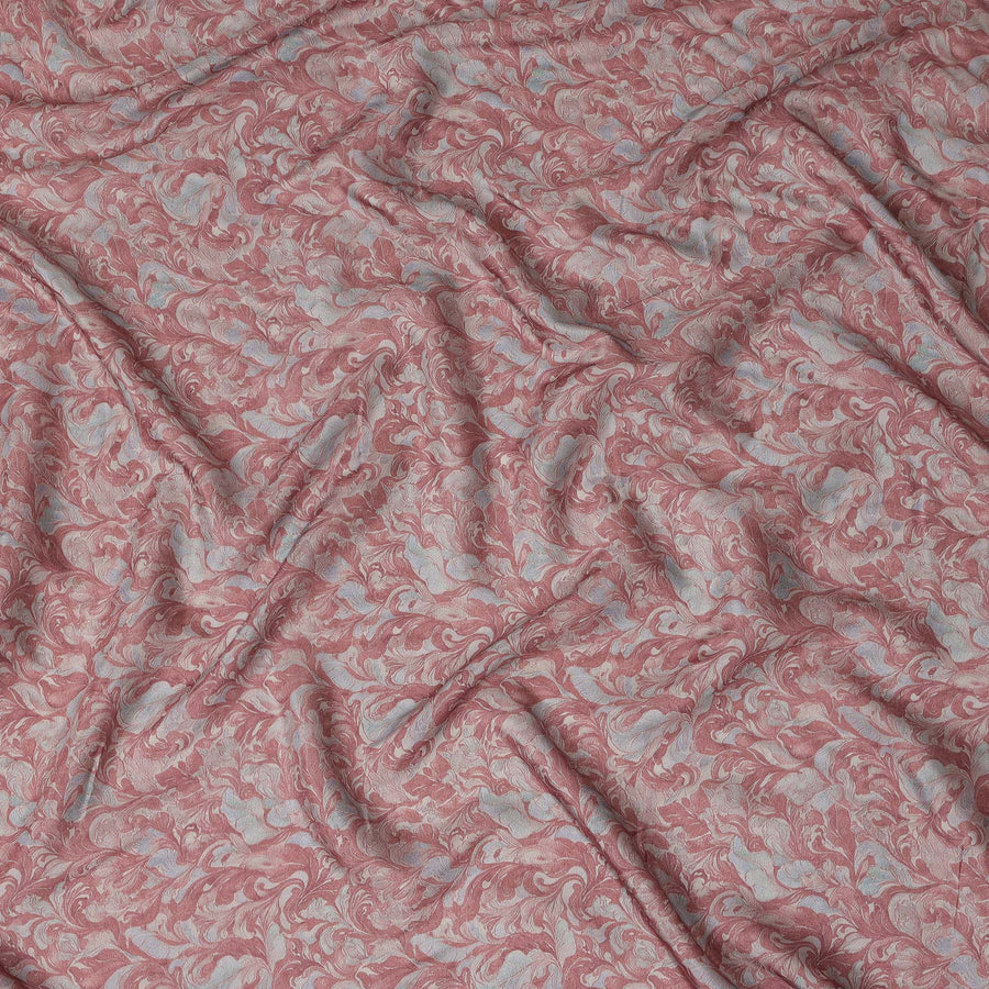 Dusty Rose Vintage Damask Floral Print Synthetic Crepe Fabric, 110 Cms Width, Made in India-D28295