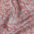 Dusty Rose Vintage Damask Floral Print Synthetic Crepe Fabric, 110 Cms Width, Made in India-D28295