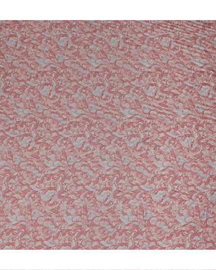 Dusty Rose Vintage Damask Floral Print Synthetic Crepe Fabric, 110 Cms Width, Made in India-D28295