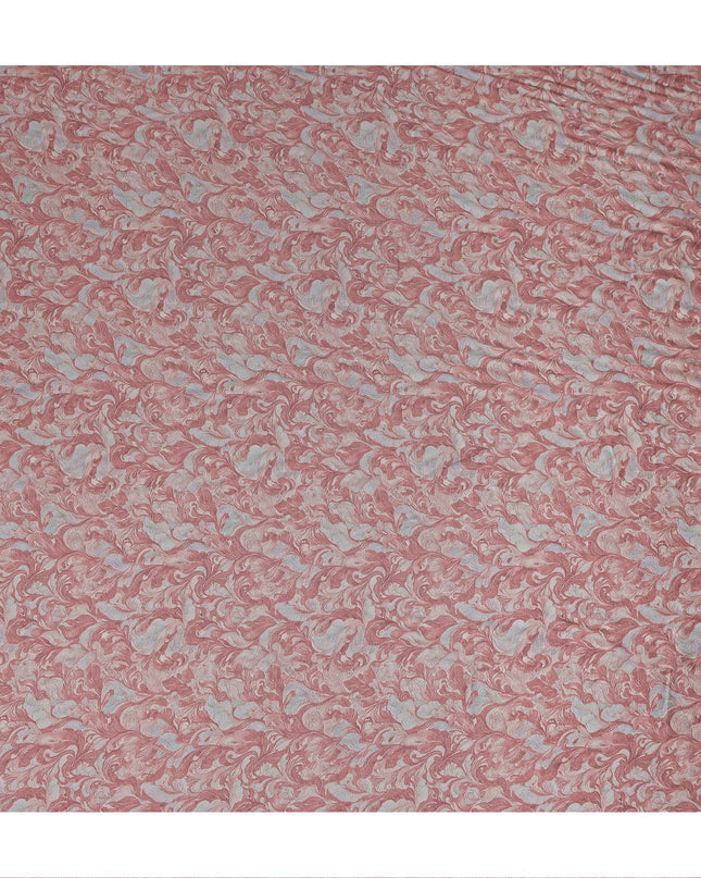 Dusty Rose Vintage Damask Floral Print Synthetic Crepe Fabric, 110 Cms Width, Made in India-D28295