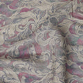 Beige Vintage Damask Floral Scroll Print Synthetic Crepe Fabric, 110 Cms Width, Made in India-D28304