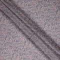 Lavender Grey Vintage Damask Floral Scroll Print Synthetic Crepe Fabric, 110 Cms Width, Made in India-D28305