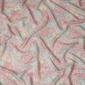 Blush Pink Vintage Peony Floral Print Synthetic Crepe Fabric, 110 Cms Width, Made in India-D28298