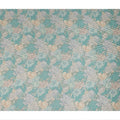 Turquoise Blue Vintage Peony Floral Print Synthetic Crepe Fabric, 110 Cms Width, Made in India-D28302