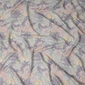 Lavender Purple Vintage Peony Floral Print Synthetic Crepe Fabric, 110 Cms Width, Made in India-D28300