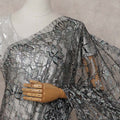 Charcoal Silver Floral French Chantilly Lace Saree