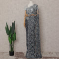 Silver Grey Floral French Chantilly Lace Saree