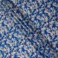 Royal Blue Floral Printed Cotton Satin Fabric 110 Cms Width Soft Smooth Lustrous Dress Material India-D27954 Regal Fabrics