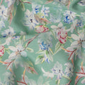 Mint Green Floral Printed Cotton Satin Fabric 110 Cms Width Soft Smooth Lustrous Dress Material India-D27962 Regal Fabrics