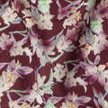 Burgundy Floral Printed Cotton Satin Fabric 110 Cms Width Soft Smooth Lustrous Dress Material India-D27956 Regal Fabrics