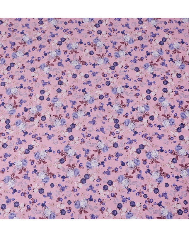 Pink Floral Printed Cotton Satin Fabric 110 Cms Width Soft Smooth Lustrous Dress Material India-D27955 Regal Fabrics
