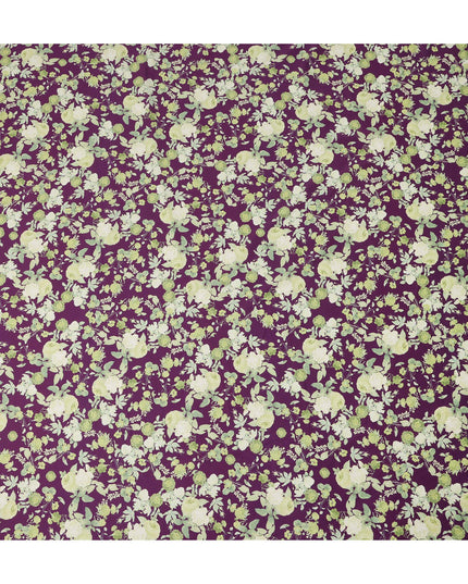 Purple Floral Printed Cotton Lawn Fabric 110 Cms Width Soft Lightweight Breathable Dress Material India-D27949 Regal Fabrics