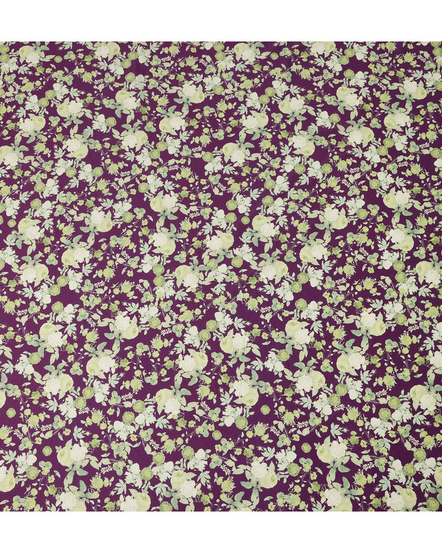 Purple Floral Printed Cotton Lawn Fabric 110 Cms Width Soft Lightweight Breathable Dress Material India-D27949 Regal Fabrics