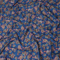 Royal Blue Multicolor Paisley Floral Printed Cotton Satin Fabric 110 Cms Width Smooth Lustrous Dress Material India-D28059