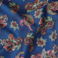 Royal Blue Multicolor Paisley Floral Printed Cotton Satin Fabric 110 Cms Width Smooth Lustrous Dress Material India-D28059