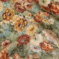 Olive Green Multicolor Floral Bouquet Printed Cotton Satin Fabric 110 Cms Width Smooth Lustrous Dress Material India-D28057