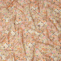 Peach Multicolor Floral Bouquet Printed Cotton Satin Fabric 110 Cms Width Smooth Lustrous Dressmaking Craft Material India-D28056
