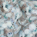 Taupe Blue Watercolor Floral Print Cotton Satin Fabric, Elegant Soft Botanical Blossom Pattern Smooth Cotton Satin Material for Apparel Sewing Dressmaking, 110 Cms Width, Made In India-D28452 - Regal Fabrics
