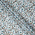 Taupe Blue Watercolor Floral Print Cotton Satin Fabric, Elegant Soft Botanical Blossom Pattern Smooth Cotton Satin Material for Apparel Sewing Dressmaking, 110 Cms Width, Made In India-D28452 - Regal Fabrics