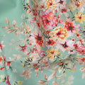 Mint Green Floral Printed Cotton Satin Fabric 110 Cms Width Soft Smooth Lustrous Dress Material India-D27952 Regal Fabrics