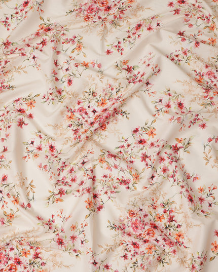Cream Floral Printed Cotton Lawn Fabric 110 Cms Width Soft Lightweight Breathable Dress Material India-D27946 Regal Fabrics